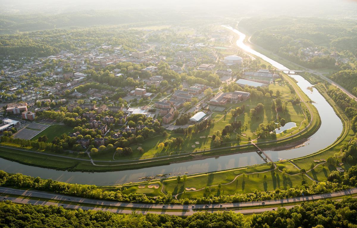 Aerial view of Ohio University's Athens campus