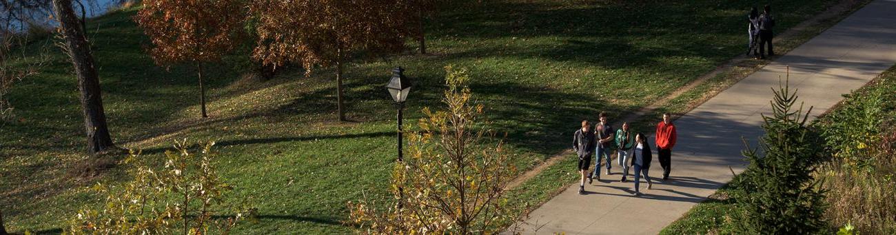 Students walking through campus together